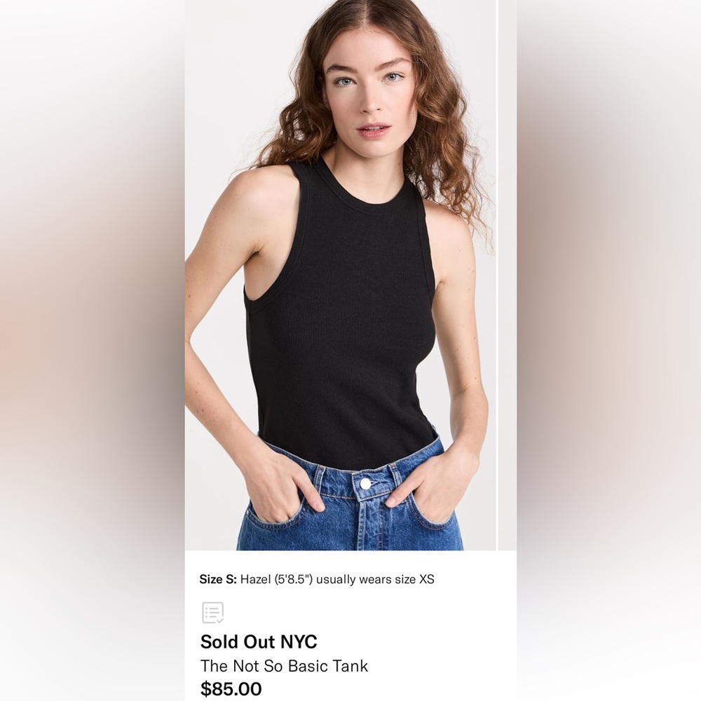 Sold Out NYC- ‘Not so basic tank’ Black, size XS